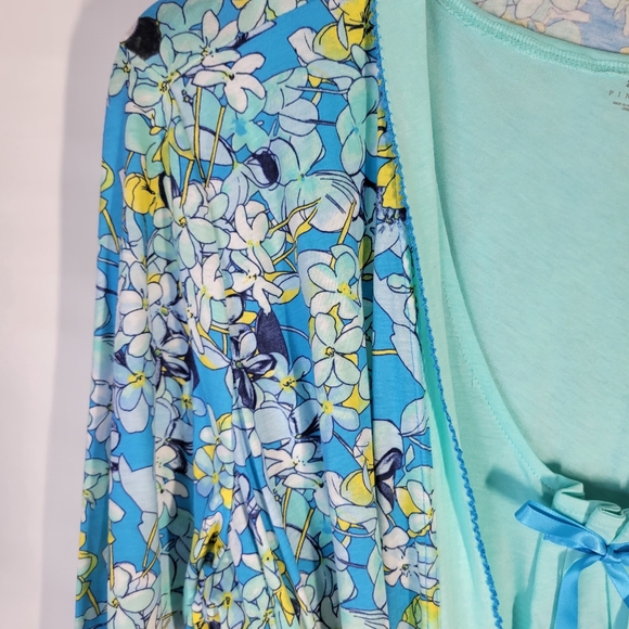 NWT Vintage Pink by Kmart Robe/Chemis Set Teal Floral Size 2XL Cotton Poly Blend - Picture 2 of 12